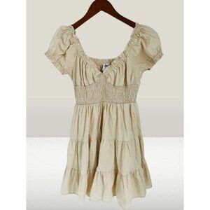 PRINCESS POLLY Dress Smocked Waist Mini Daniella Dress in Cream Size 6